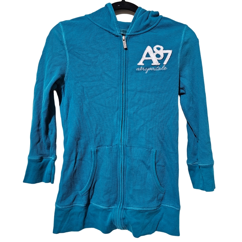Girls Aeropostale Turquoise Zipper Hooded Jacket